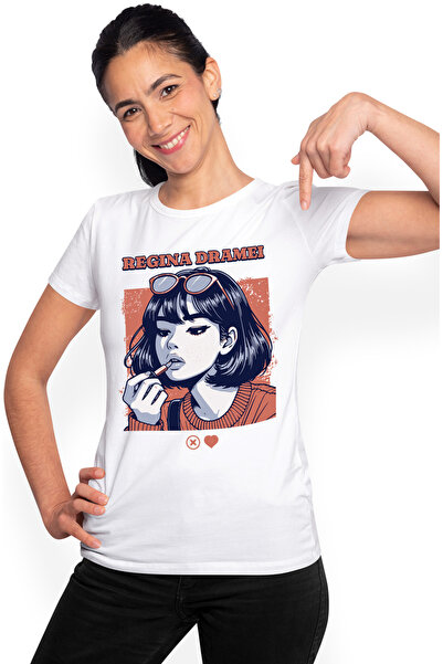 StoryGift Romania Tricou Femei Fata Cool Cu Ruj Si Ochelarii De Soare Text Re...