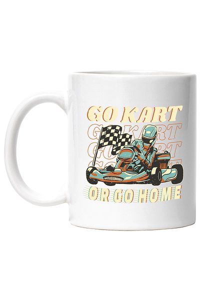 StoryGift Romania Cana Cu Mesaj In Engleza Go Kart Or Go Home, Casca, Cursa, Multicolor 330 Ml, Ce, Cu Maner Alb