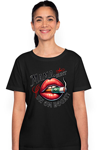 StoryGift Romania Tricou Femei mama sunt un om bogat tigara buze rosii cu imp...