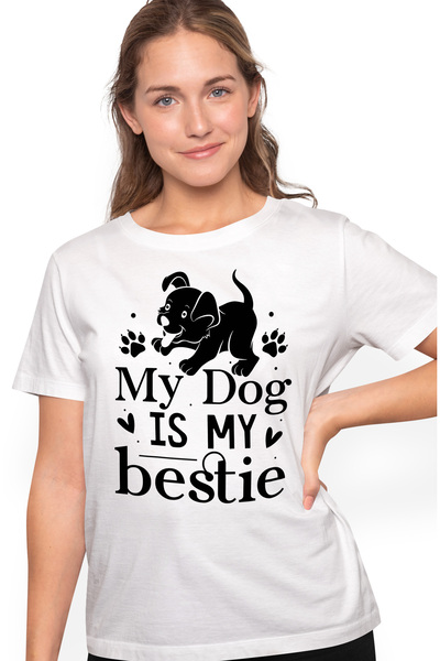 StoryGift Romania Tricou Femei Cu Un Catelus Pentru Iubitorii De Caini Cu Mesajul "my Dog Is My Be Wht_l