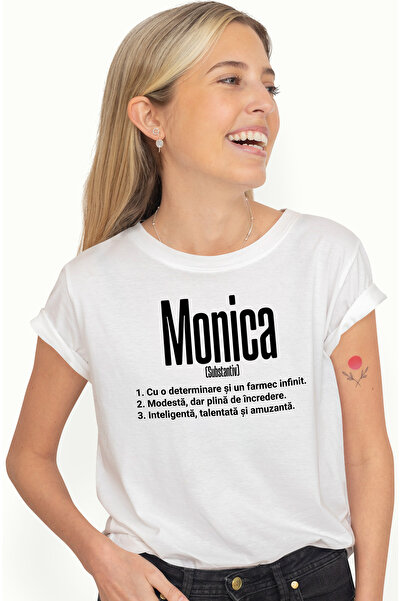 StoryGift Romania Tricou Femei Cu Numele Monica, Si Mesaj Motivational, Deter...