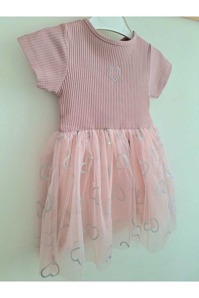 Nimini Kids Rochie pentru fete cu imprimeu inimă de sezon Eid, pentru vârste între 1-5 ani