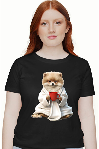 StoryGift Romania Tricou Femei Cu Un Catel Blanos Care Poarta Un Capod Alb, I...