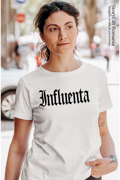 StoryGift Romania Tricou Femei Influenta, Mesaj Motivational, Cuvant, Text Inspirational, Self Car Wht_l