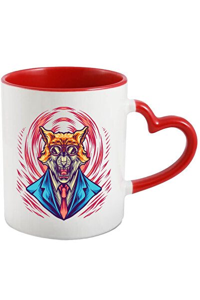 StoryGift Romania Cana Cu Lup, Ochelari De Soare, Mafia, Costum, Multicolor 330 Ml, Ceramica Cu Ma, Cu Maner Inim Stg