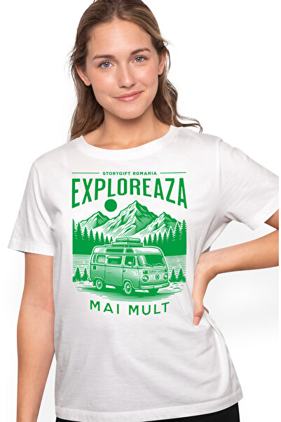 StoryGift Romania Tricou Femei Exploreaza Mai Mult Caravana Rulota In Munte C...
