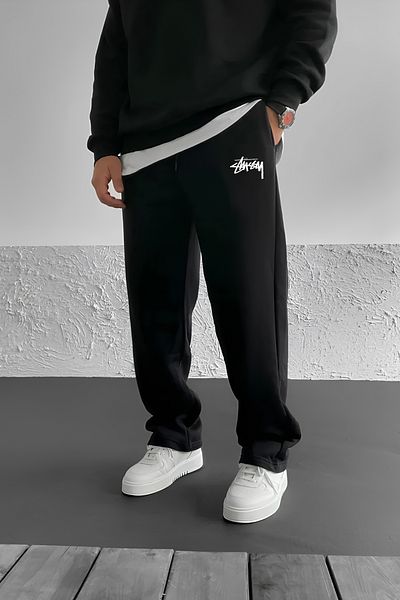 THE RULE Stüssy Printed Baggy Summer 3 Thread Loose Fitting Straight Leg Seasonal Black Sweatpants Rf0510