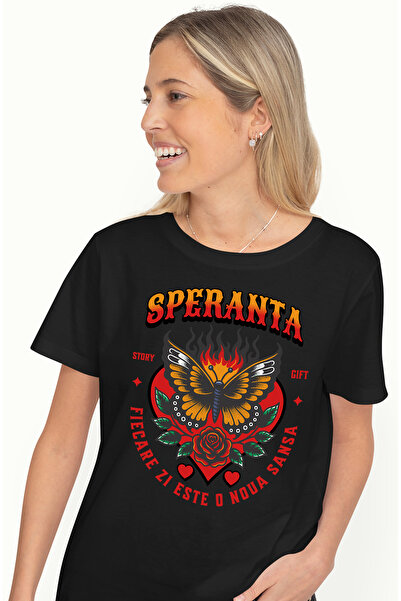 StoryGift Romania Tricou Femei Fluture - Speranta, Fiecare Zi Este O Noua San...