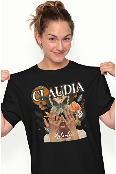 StoryGift Romania Tricou Femei Cu Numele Claudia, Colaj Fata, Fluture, Flori,...