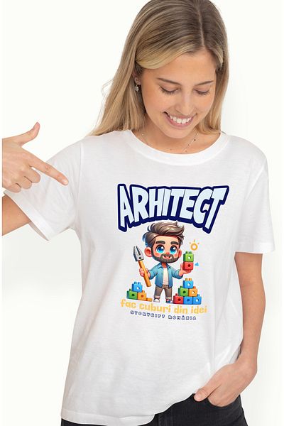 StoryGift Romania Tricou Femei Arhitect Text Fac Cuburi Din Idei Inspiratie Desen Cu Imprimeu Pe F Wht_l