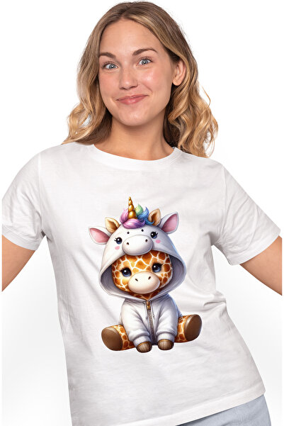 StoryGift Romania Tricou Femei Cu Un Pui De Girafa, Ilustratie, Costum De Uni...