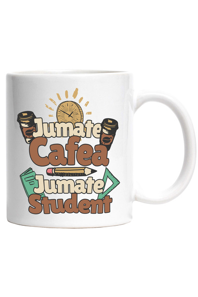 StoryGift Romania Cana Jumate Cafea, Jumate Student Facultate Scoala, 330ml, ...