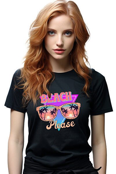 StoryGift Romania Tricou Femei Cu Mesajul "beach, Please", Vara, Vacanta, Rel...