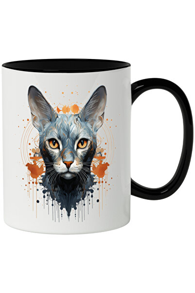 StoryGift Romania Cana Cu Cap De Pisica, Stropi De Vopsea, Ilustrate, Multico...