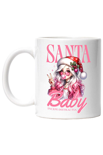 StoryGift Romania Cana Cu Fata Stil Animte Caciula De Craciun Text Santa Baby...