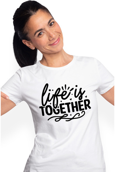 StoryGift Romania Tricou Femei Cu Inimioare Si Textul "life Is Together" - Vi...