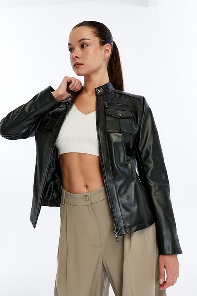 CE-YIL DERİ ÜRÜNLERİ Women's Genuine Leather Coat