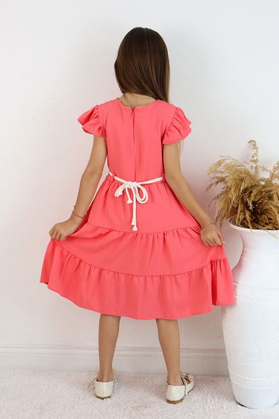 FESSHERA 👗   Set rochie și curea pentru fete cu guler din dantelă cu volane - Design special 👗   (sac)