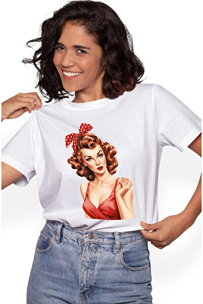 StoryGift Romania Tricou Femei Cu Femeie Frumoasa Roscata, Ilustratie, Stil R...