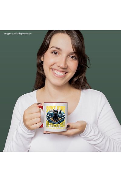StoryGift Romania Mug I'm fine don't worry, emotional blockage cat tomcat in the sea, 330ml, C, Cu, STG.