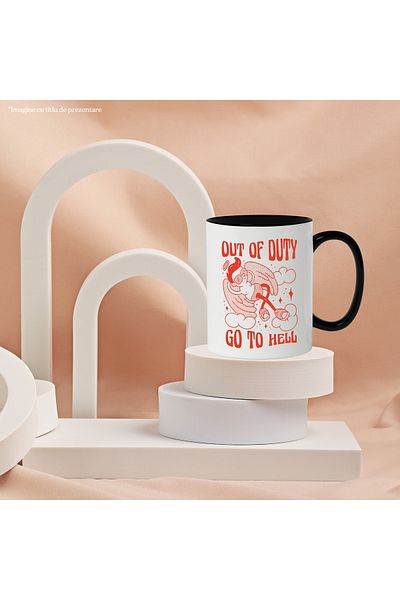 StoryGift Romania Mug With Message In English Out Of Duty Go To Hell, Angel, Clouds, Multicolor 330 ml,, With ,STG