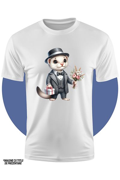 StoryGift Romania Tricou Copii Cu O Nevastuica La Costum, Ilustratie, Palarie, Cadou, Buchet Cu Flori, Dar P
