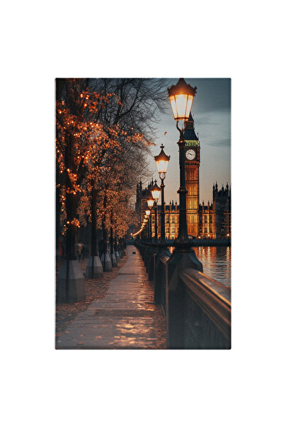 StoryGift Romania Tablou Canvas: Turn Big Ben In Noapte Felinare Aprinse Londra Pictura Digitala