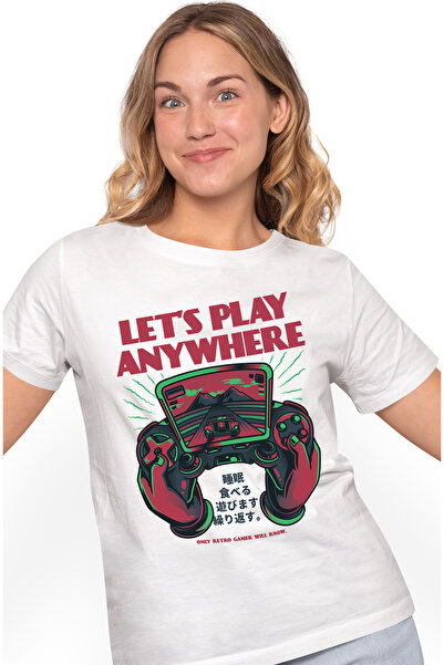 StoryGift Romania Tricou Femei Cu Text Colorat In Engleza Let's Play Anywhere...