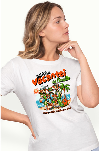 StoryGift Romania Tricou Femei Deliciul Vacantei În Familie Iubirea Copii Par...