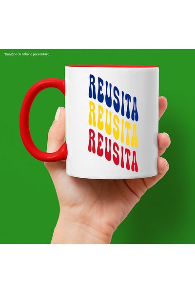 StoryGift Romania The Word Success Mug, in the Colors of the Romanian Flag, Red, Yellow, Blue, T, With, STG.