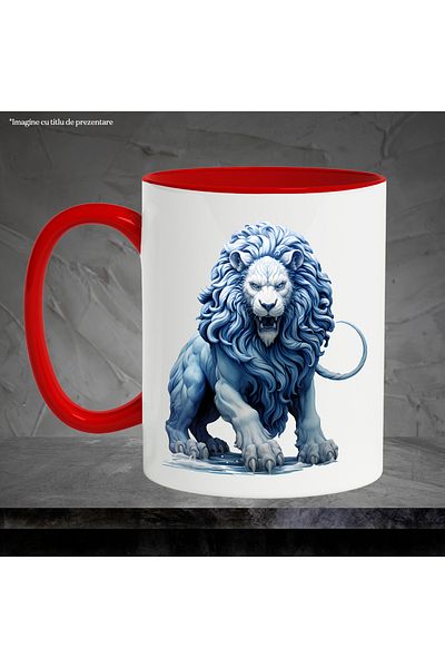 StoryGift Romania Mug with a blue lion | illustration | ice | cold | angry | nervous | king , With ,STG