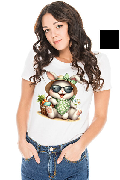 StoryGift Romania Tricou Femei Cu Un Iepuras Care Rade, Ilustratie, Ochelari,...