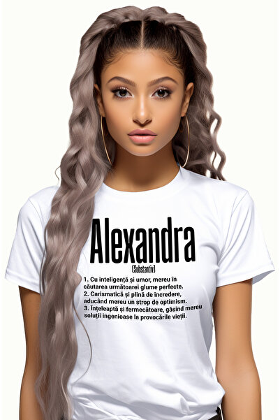StoryGift Romania Tricou Femei Cu Numele Alexandra, Si Mesaj Motivational, Gl...