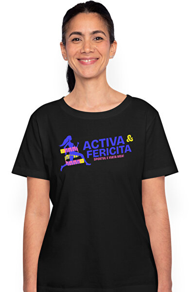 StoryGift Romania Tricou Femei Fata Alergand Text Activa Si Fericita Sport Cu...