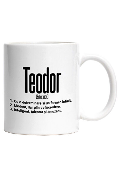 StoryGift Romania Cana Cu Numele Teodor, Determinare, Modest, Inteligent, Amu...