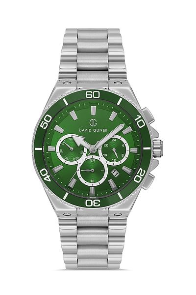 DAVID GUNER Men's Wristwatch with Silver Coated Green Dial Dg-8654Ga-A10