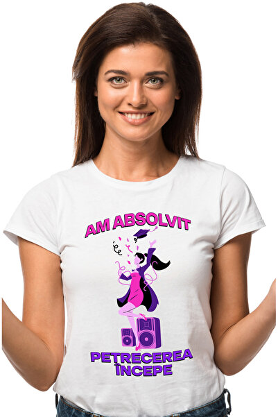 StoryGift Romania Tricou Femei Am Absolvit, Petrecerea Incepe, Facultate, Lib...