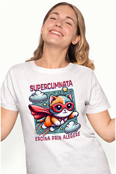 StoryGift Romania Tricou Femei Super Cumnata, Supererou, Eroina Prin Alegere, Cu Imprimeu Pe Fata Wht_s