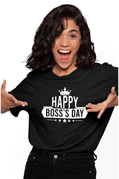 StoryGift Romania Tricou Femei Cu O Coroana Regala Si Urarea "happy Boss's Day" - Zi A Sefilor Fer Blk_l