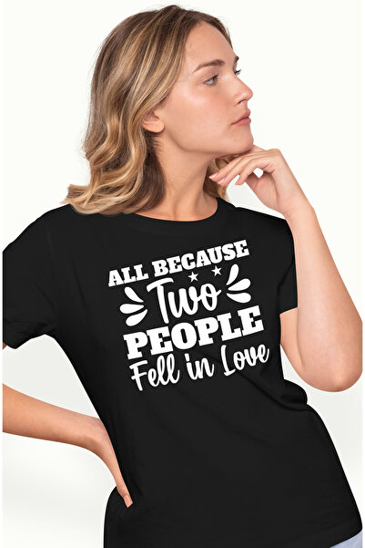StoryGift Romania Tricou Femei Cu Textul In Engleza "all Because Two People Fell In Love" - Totul, Blk_l