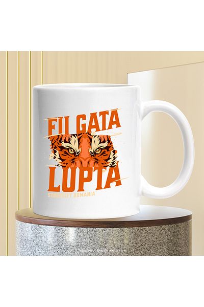 StoryGift Romania Mug tiger eyes, be ready to fight, dangerous warrior animal, 330ml, Ceram, Cu, STG