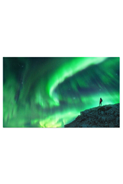 StoryGift Romania Tablou Canvas Cu Femeia Si Aurora Boreala - Noaptea Cufundata In Aurora Boreala