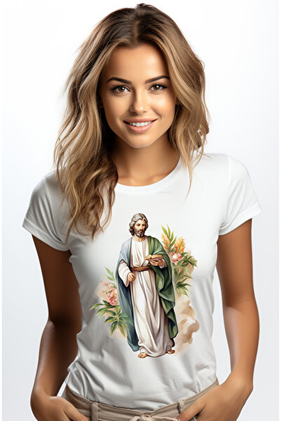 StoryGift Romania Tricou Femei Cu Iisus Hristos, Tine O Carte In Mana, Ilustr...