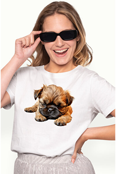 StoryGift Romania Tricou Femei Cu Un Catelus Somnoros, Ilustratie, Ora De Cul...