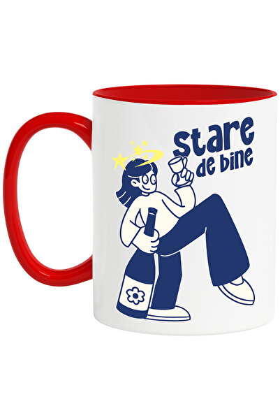 StoryGift Romania Cana Stare De Bine Fata Cu Sticla De Alcool, 330ml, Ceramic...