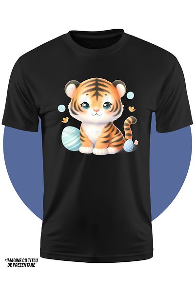 StoryGift Romania Children's T-shirt With A Good Tiger Cub, Illustration, Painted Eggs, Birds, Wild Animals