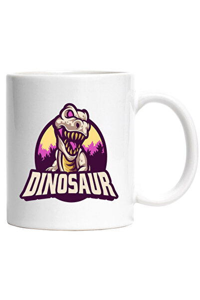 StoryGift Romania Cana Cu Mesaj Dinosaur, Emblema, Dinozaur, Padure, Reptila, Multicolor 330 Ml, C, Cu Maner Alb