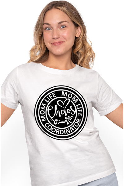 StoryGift Romania Tricou Femei cu mesajul in engleza "Mom life, chaos coordin...