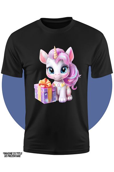 StoryGift Romania Tricou Copii Cu Un Unicorn Vesel, Ilustratie, Bucurie, Cadou, De Ziua Lui, Aniversare, 10