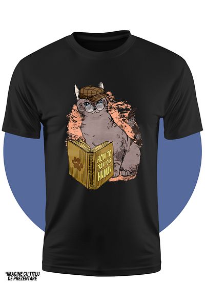 StoryGift Romania Children's T-shirt with a cat, detective, glasses, wants to learn how to train his master,